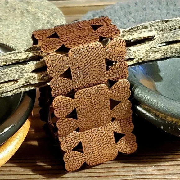 Antique Copper Edgy Rustic Geometric Bracelet - Picture 4 of 8